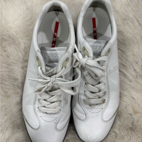 Prada Women's Classic White Sneakers - Picture 1 of 2